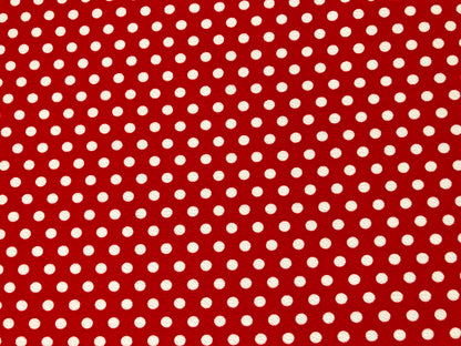 Liverpool Printed Fabric| Red White 3/8" Polka Dots|LPPR325|Sold by the Yard| Apparel Fabric