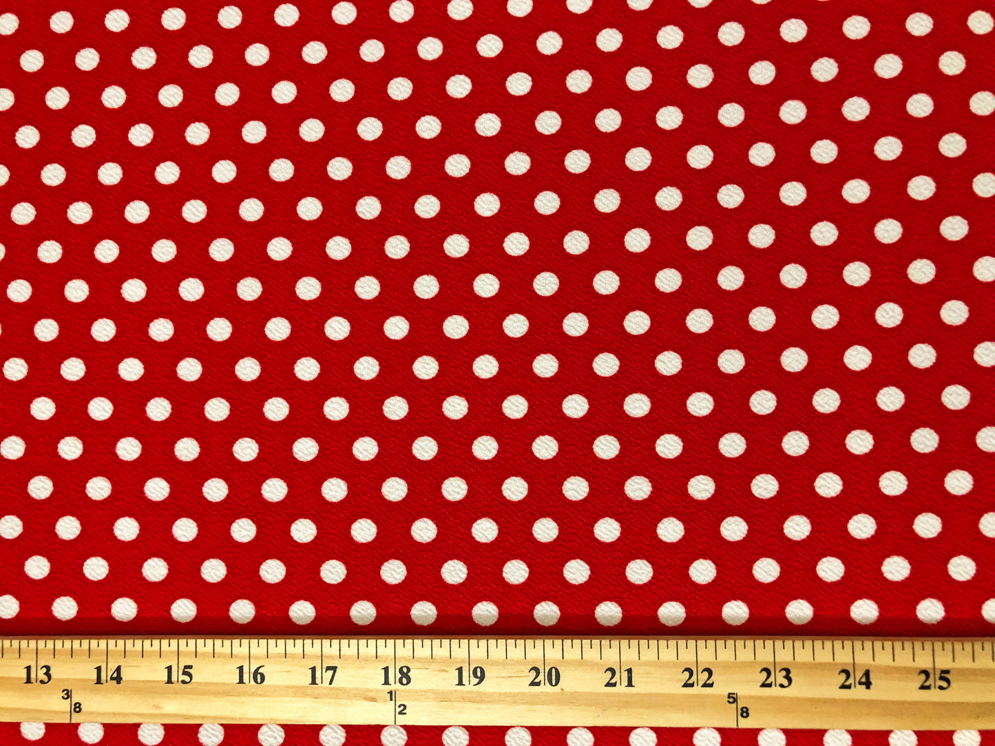 Liverpool Printed Fabric| Red White 3/8" Polka Dots|LPPR325|Sold by the Yard| Apparel Fabric