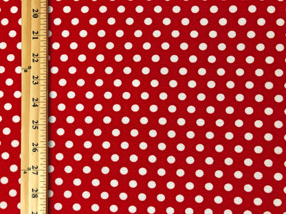 Liverpool Printed Fabric| Red White 3/8" Polka Dots|LPPR325|Sold by the Yard| Apparel Fabric