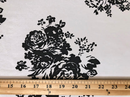 Ivory Black Roses DTY Double Brushed Jersey Print Fabric