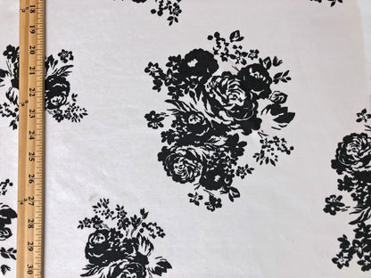 Ivory Black Roses DTY Double Brushed Jersey Print Fabric