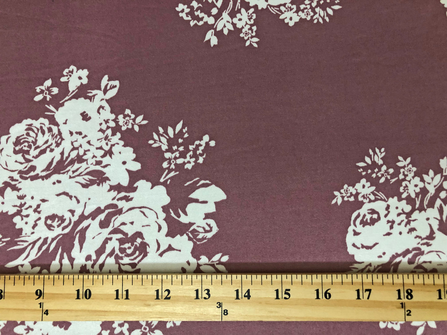 Mauve White Roses DTY Double Brushed Jersey Print Fabric