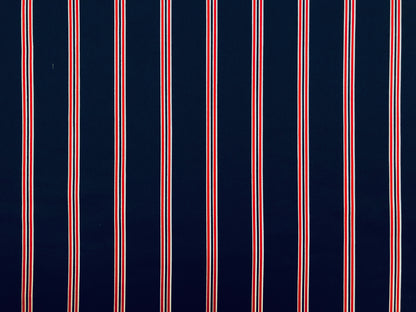 Navy Blue White Red Stripes Scuba Techno Print Fabric