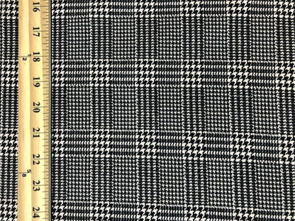 White and Black Plaid Houndstooth Liverpool Print Fabric