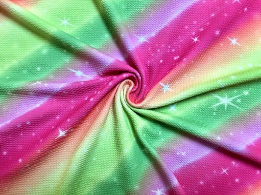 Bullet Knit Printed Fabric-Lime Magenta Tie Dye Stripes-BTDPR033-Sold by the Yard