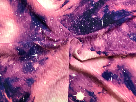 Bullet Knit Printed Fabric-Pink Magenta Galaxia Tie Dye-BTDP047-Sold by the Yard-Bulk Available