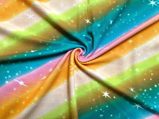 Bullet Knit Printed Fabric-Teal Orange Tie Dye Stripes-BTDPR034-Sold by the Yard