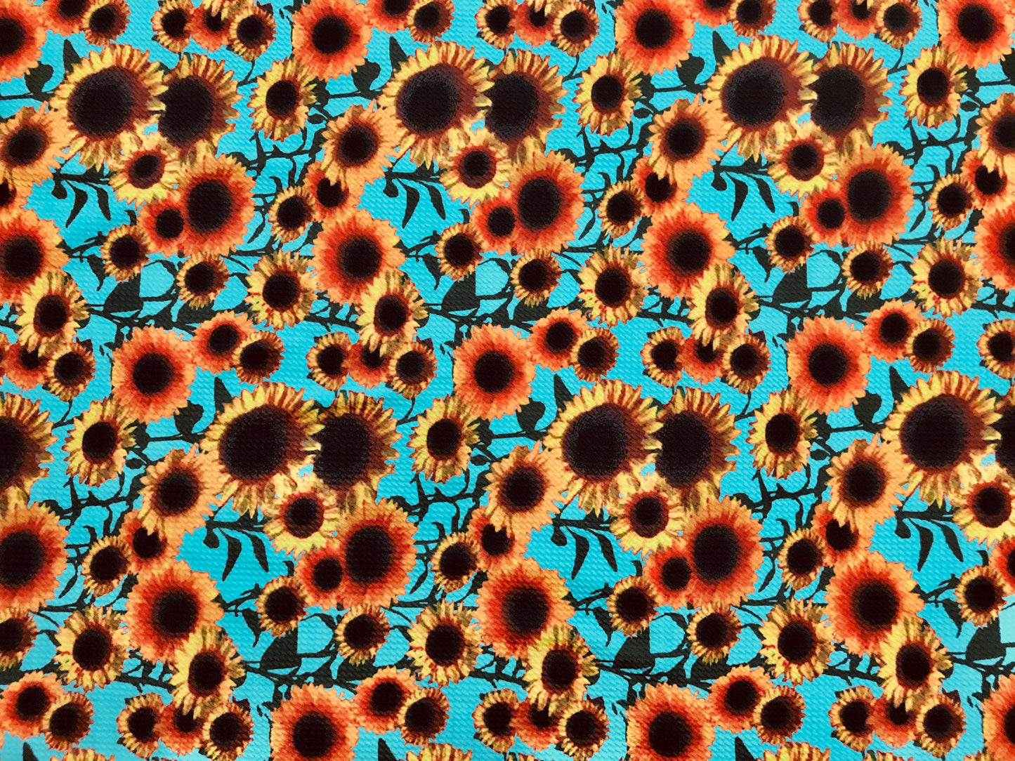 Bullet Knit Printed Fabric-Mint Orange Sunflowers-BPR212-Sold by the Yard