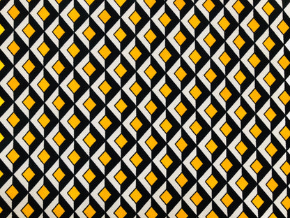 Yellow Ivory Black 3D Cubes Liverpool Print Fabric
