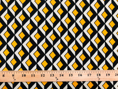 Yellow Ivory Black 3D Cubes Liverpool Print Fabric
