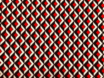 Red Ivory Black 3D Cubes Liverpool Print Fabric