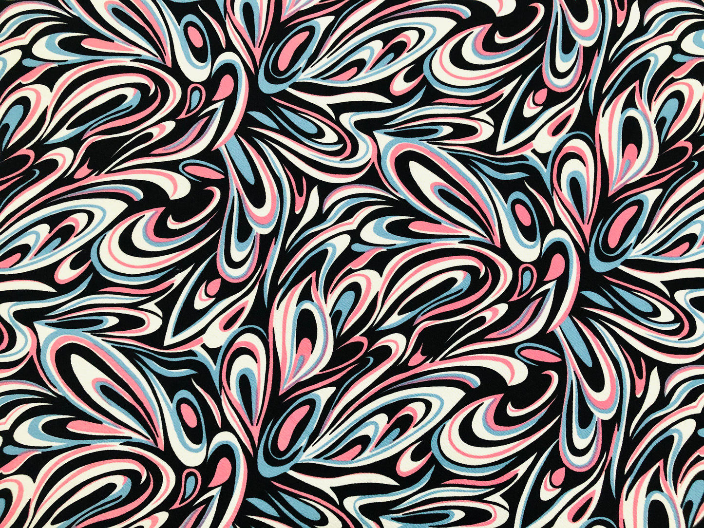 Pink Blue White Black Abstract Waves Liverpool Print Fabric