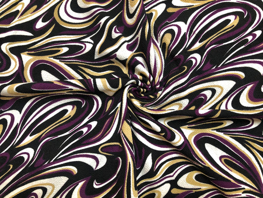 Purple Sand White Black Abstract Waves Liverpool Print Fabric