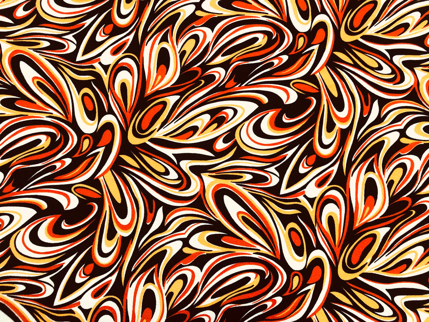 Orange Mustard White Black Abstract Waves Liverpool Print Fabric