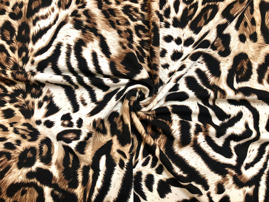 Liverpool Knit Printed Fabric-Light Brown Tiger-LVPR226-Sold by the Yard-Animal Print