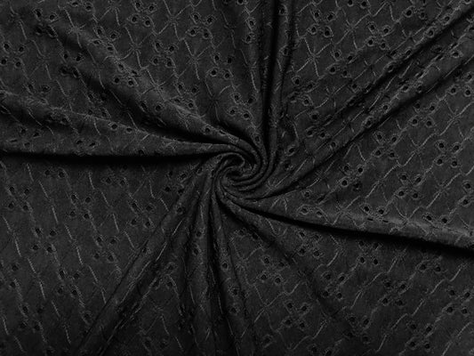 DTY Eyelet-Black Solid Color-DTYBPR232-Sold by the Yard-Apparel Fabric