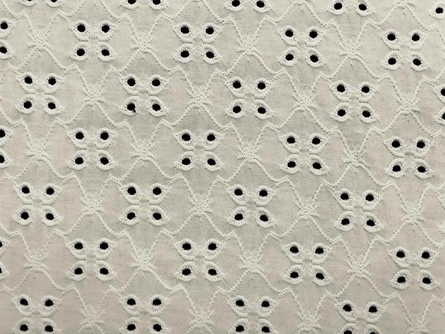 Ivory DTY Double Brushed Eyelet Jersey Fabric