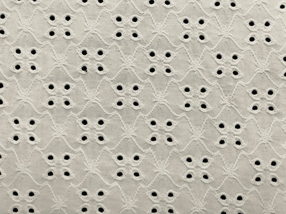 Ivory DTY Double Brushed Eyelet Jersey Fabric