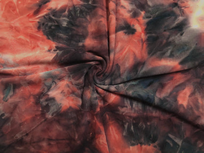 Red Black Ice DTY Double Sided Brushed Tie Dye Print Fabric