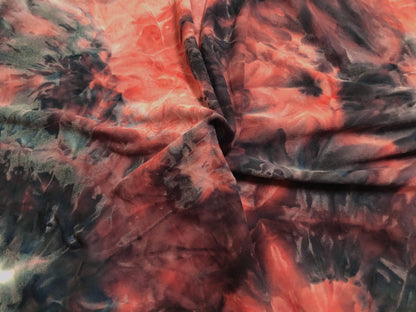 Red Black Ice DTY Double Sided Brushed Tie Dye Print Fabric