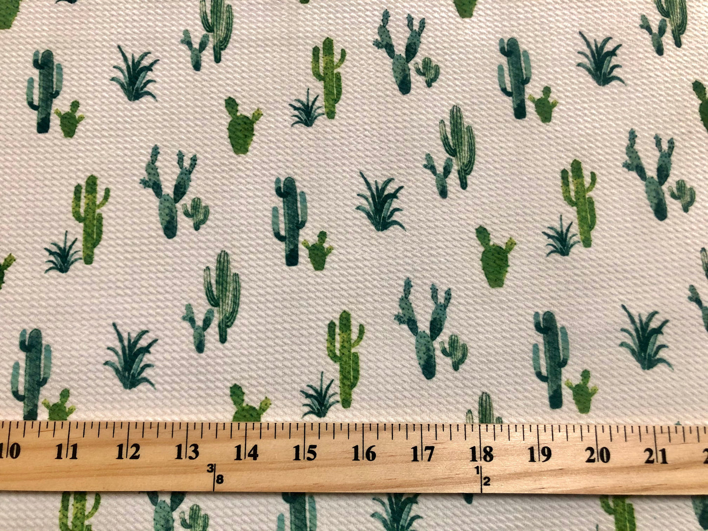 Bullet Knit Printed Fabric-Ivory Green Cactus-BPR223-Sold by the Yard