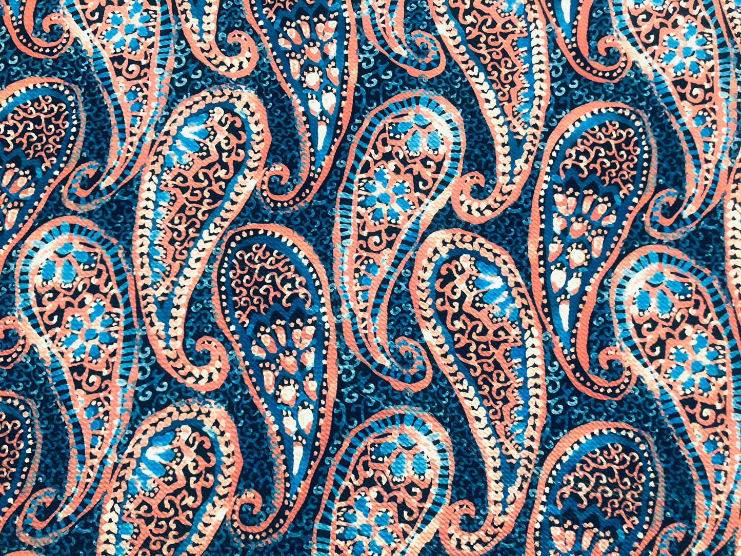 Bullet Knit Printed Fabric-Turquoise Pink Marble Paisleys-BPR235-Sold by the Yard