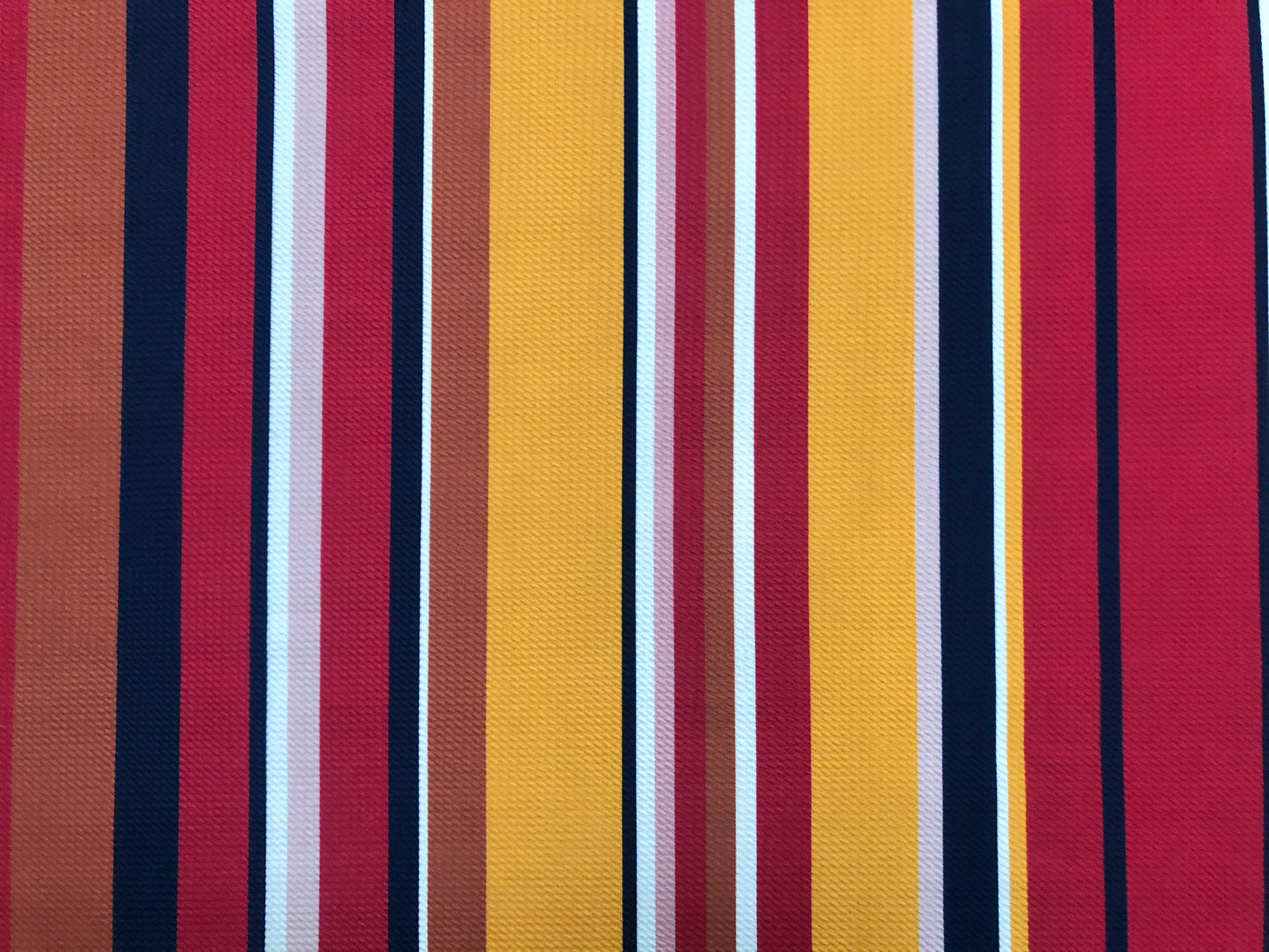 Bullet Knit Printed Fabric-Mustard Red Brown Stripes-BPR219-Sold by the Yard-Bulk Available