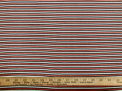 Mauve White Black Pink Stripes DTY Double Brushed Jersey Print Fabric