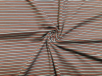 Mauve White Black Pink Stripes DTY Double Brushed Jersey Print Fabric