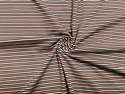 DTY Brushed Fabric-Mauve White Black Stripes-DTYBPR091-Sold by the Yard-Jersey Fabric