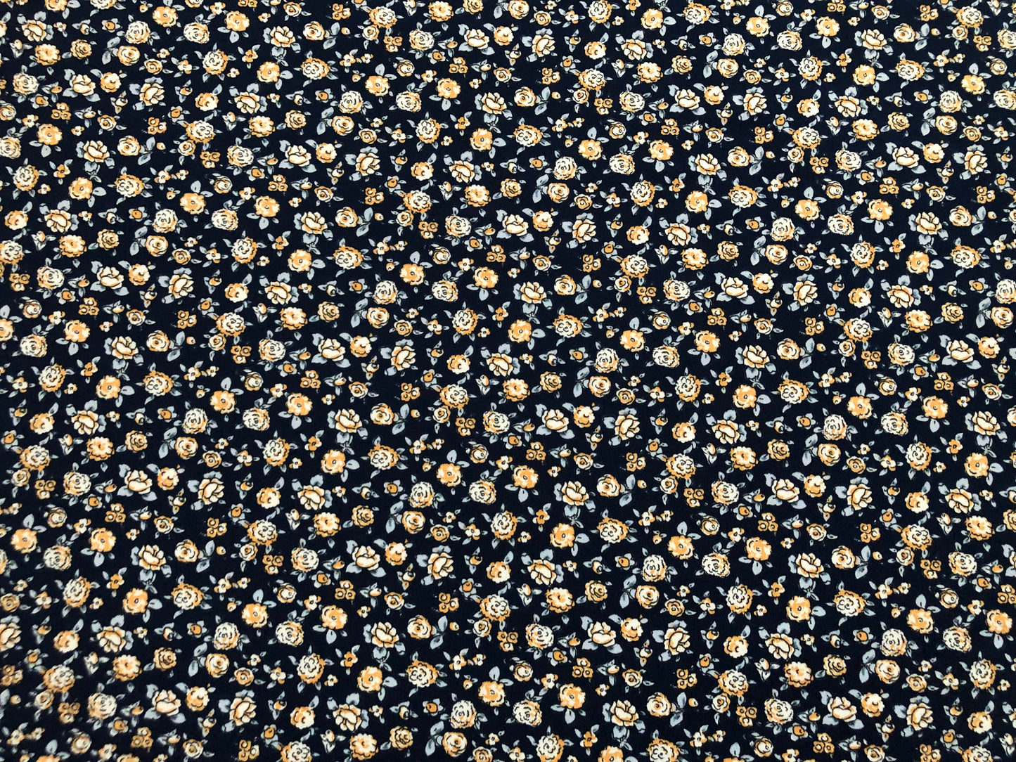 DTY Brushed Fabric-Navy Blue Rust Carnations-DTYBPR296-Sold by the Yard-Jersey Fabric