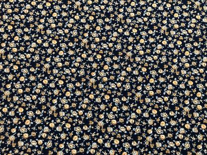 DTY Brushed Fabric-Navy Blue Rust Carnations-DTYBPR296-Sold by the Yard-Jersey Fabric