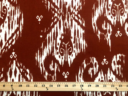 DTY Brushed Fabric-Caramel Brown White Tribal Symbols-DTYBPR302-Sold by the Yard-Jersey Fabric