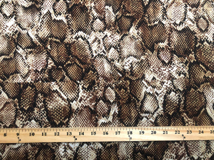 Wool Dobby Printed Fabric-Brown Black Rattle Snake-WDBPR001-Animal Print-Sold by the Yard