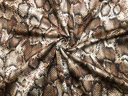 Wool Dobby Printed Fabric-Brown Black Rattle Snake-WDBPR001-Animal Print-Sold by the Yard