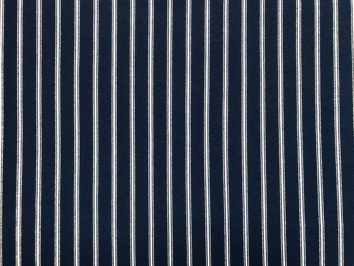 Navy Blue Double White Stripes Liverpool Print Fabric