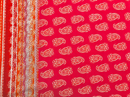 Liverpool Knit Printed Fabric-Raspberry Orange Bandana-LVPR233-Sold by the Yard-Apparel Fabric