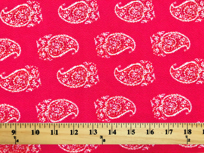 Liverpool Knit Printed Fabric-Raspberry Orange Bandana-LVPR233-Sold by the Yard-Apparel Fabric