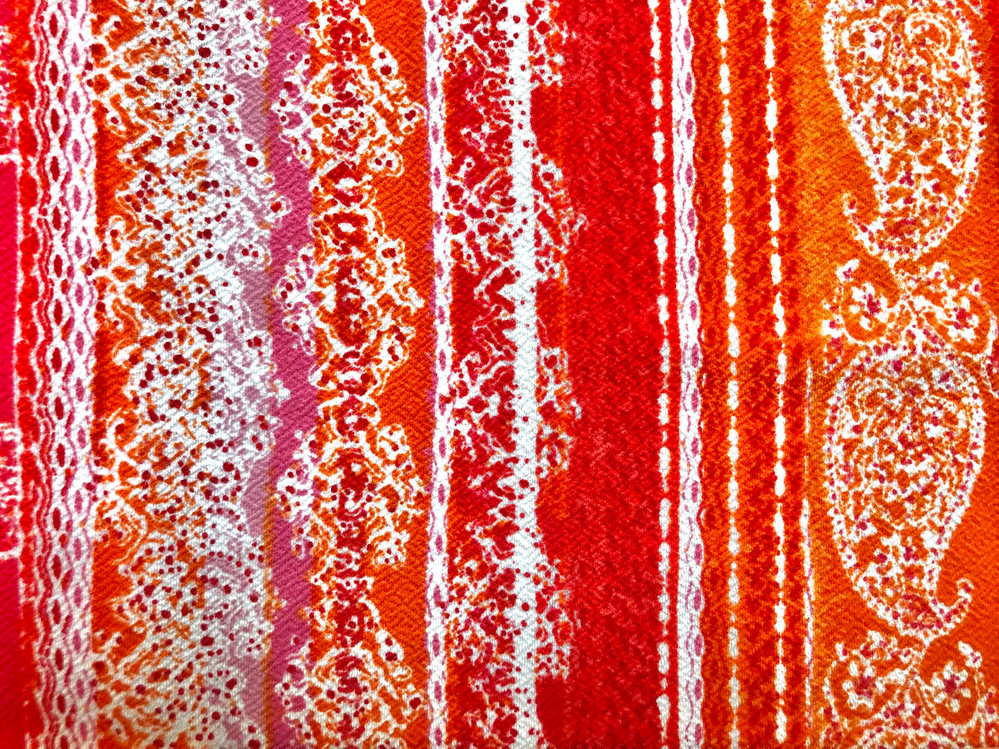 Liverpool Knit Printed Fabric-Raspberry Orange Bandana-LVPR233-Sold by the Yard-Apparel Fabric