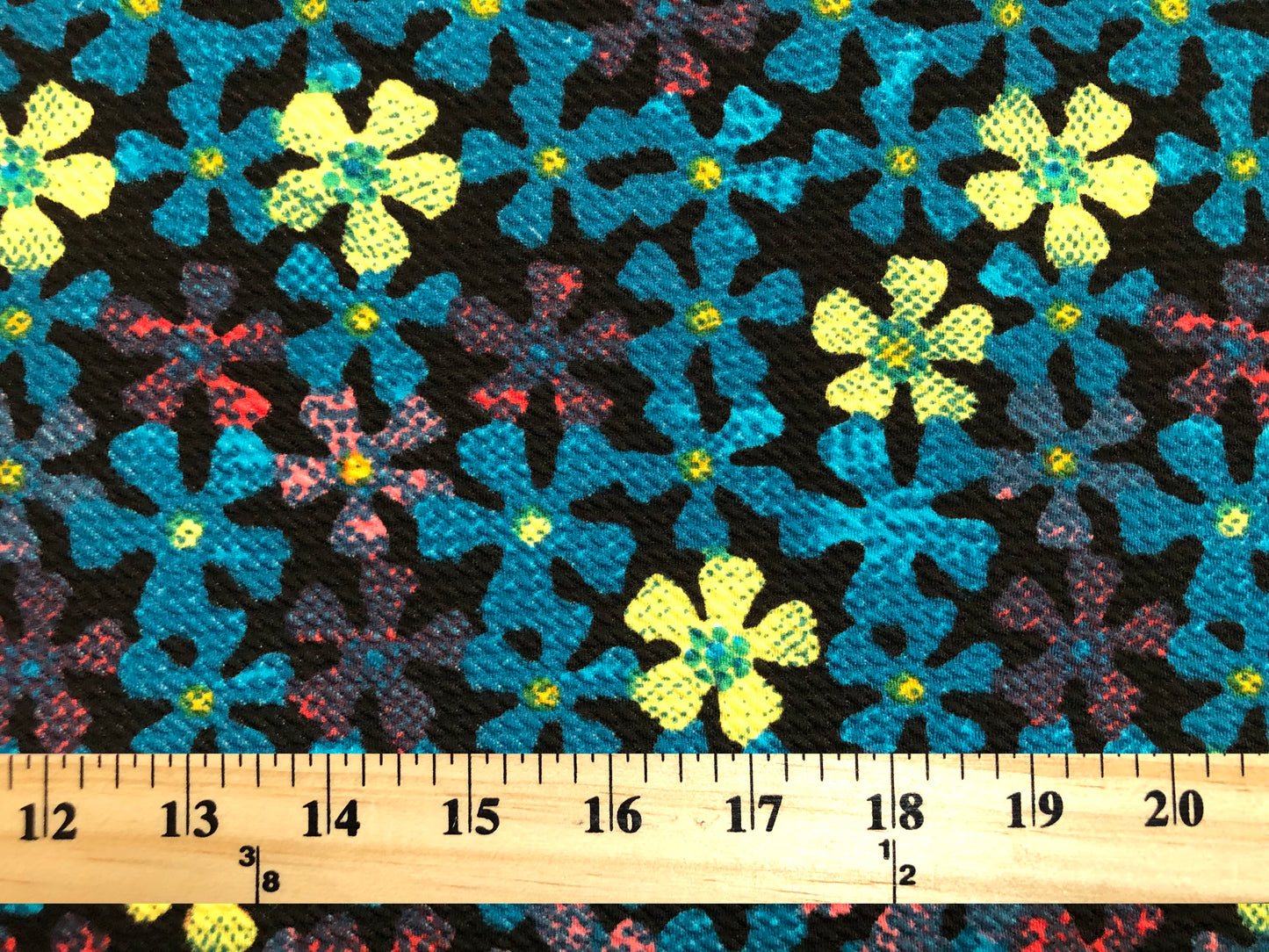 Bullet Knit Printed Fabric-Teal Lime Clover Flowers-BPR244-Sold by the Yard