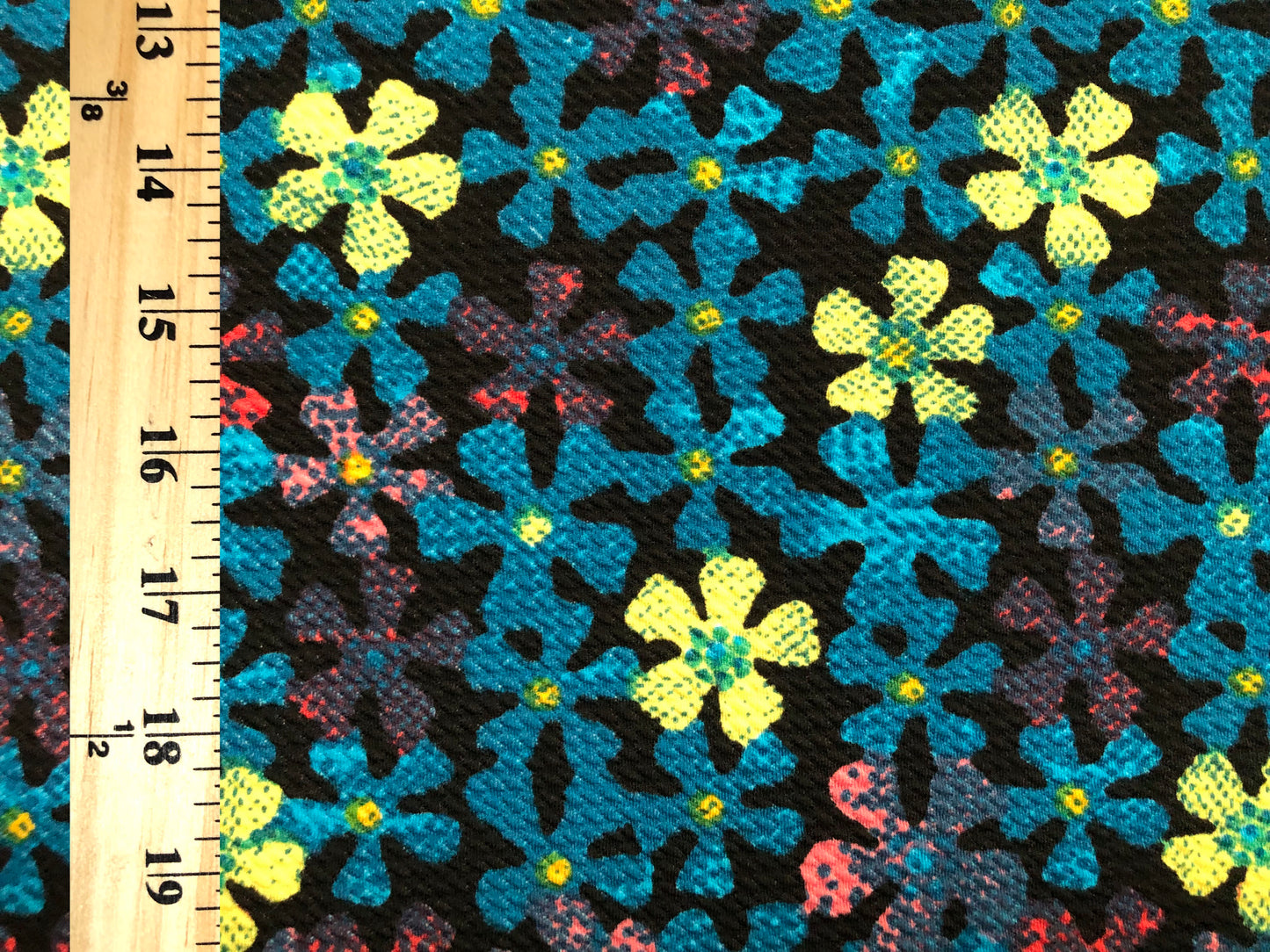 Bullet Knit Printed Fabric-Teal Lime Clover Flowers-BPR244-Sold by the Yard