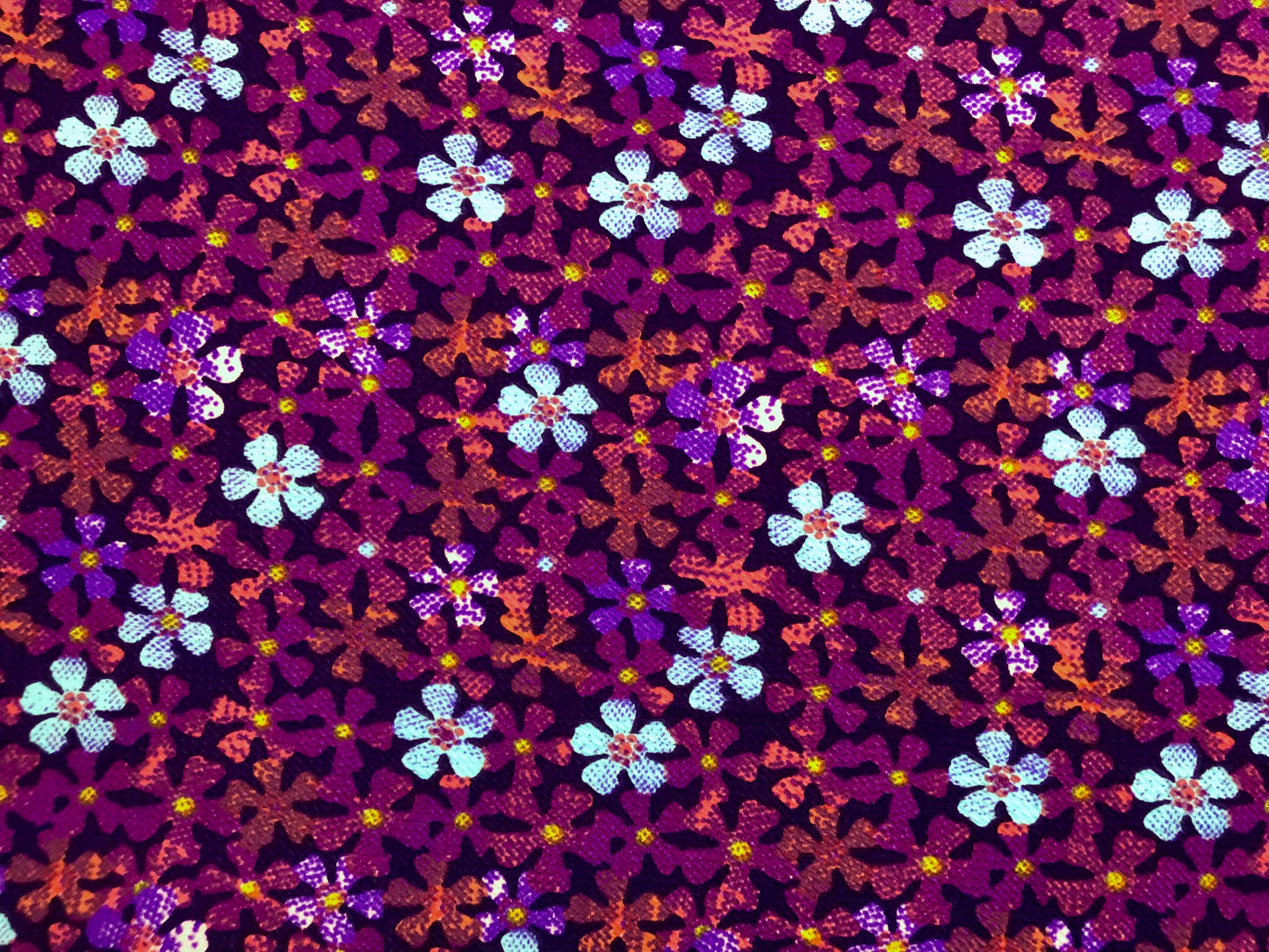 Bullet Knit Printed Fabric-Purple Blue Clover Flowers-BPR245-Sold by the Yard