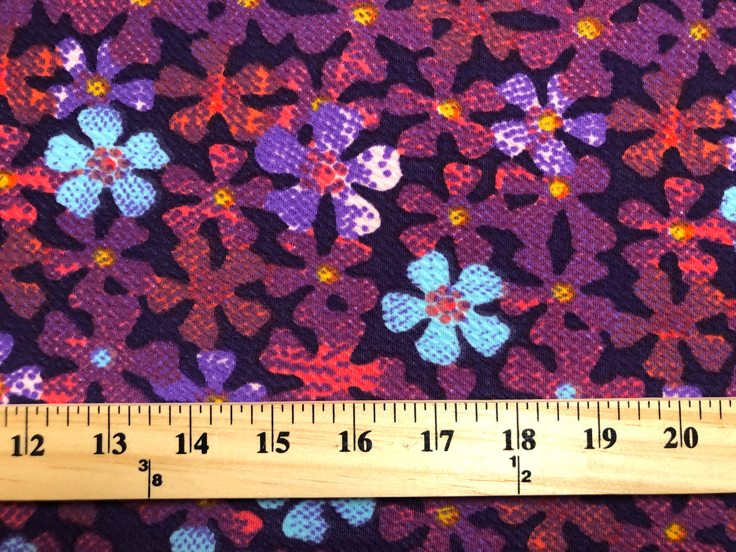 Bullet Knit Printed Fabric-Purple Blue Clover Flowers-BPR245-Sold by the Yard