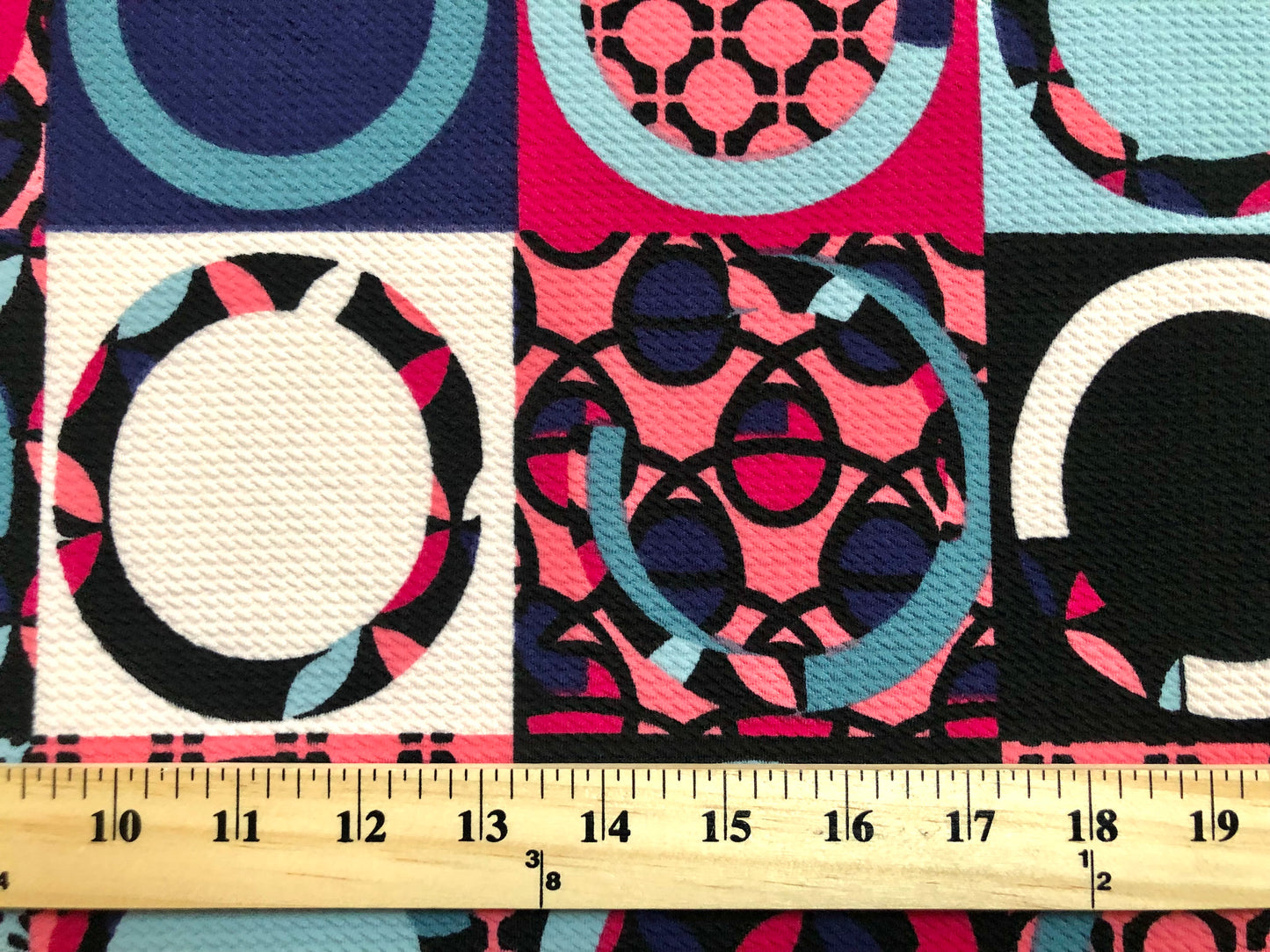 Bullet Knit Printed Fabric-Raspberry Purple Blue Black Geometric-BPR246-Sold by the Yard