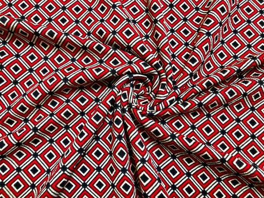 Red White Diamonds Matrix Liverpool Print Fabric