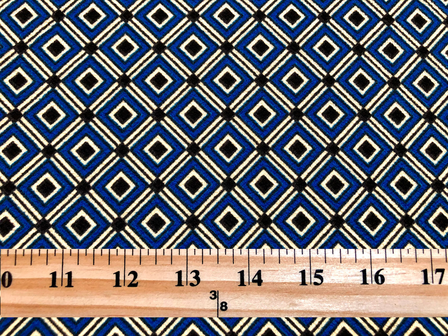 Royal Blue White Diamonds Matrix Liverpool Print Fabric