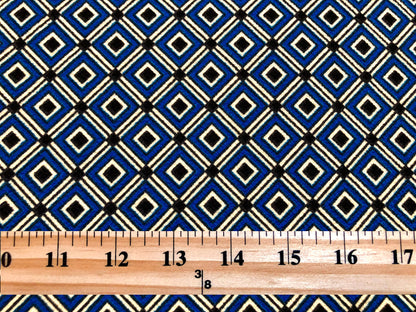 Royal Blue White Diamonds Matrix Liverpool Print Fabric