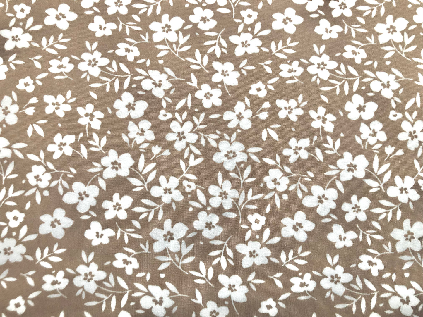 DTY Brushed Fabric-Sand White Flowers-DTYBPR308-Sold by the Yard-Jersey Fabric