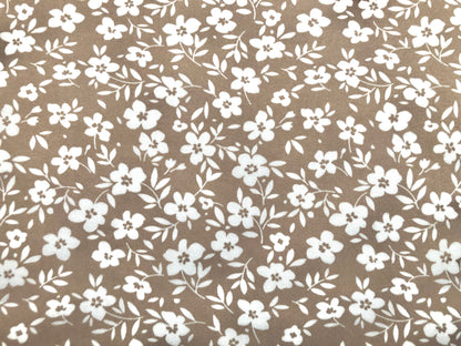 Sand White Flowers DTY Double Brushed Jersey Print Fabric