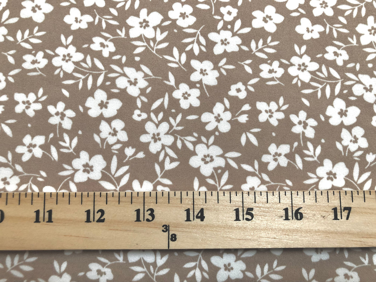 DTY Brushed Fabric-Sand White Flowers-DTYBPR308-Sold by the Yard-Jersey Fabric